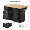 56"W Kitchen Island with Rubber Wood Veneer Table, Drop Leaf, Power Outlet, 2 Doors, Rolling Kitchen Cart w/ 6 Deep Drawers, Black/White - ModernLuxe - 4 of 4