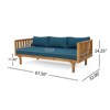 VisioGear Daybed, 3 Seater Daybed Conversation Set with Arms, Blue, 67.5"*32"*24.25" - 3 of 4
