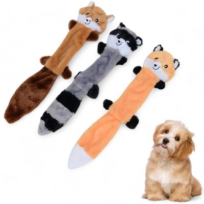 Alilang Dog Squeaky Plush Toy Set of 3 Raccoons Unstuffed Interactive Dog Toys for Small to Medium Dogs, 3 Pack