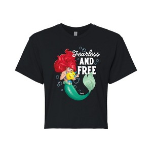 Women's - Disney Princess - Ariel And Flounder Fearless And Free Cropped Graphic T-Shirt - 1 of 4