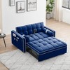 TiramisuBest 55" Velvet Sleeper Sofa with Pull-Out Bed, Convertible Loveseat with Pillows & Side Pockets for Small Spaces, Living Room, Blue - 3 of 4