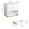 White 3-Drawer Wooden Organizer with Gold Metal Handles ¨C Stylish Chest of Drawers - 3 of 4