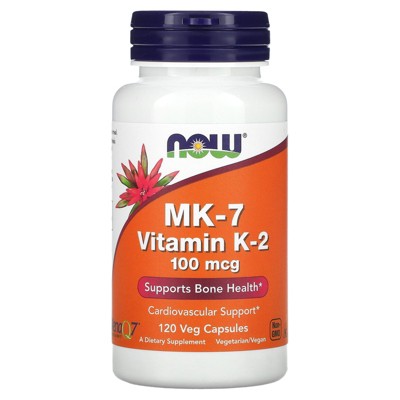 Now Foods MK-7 Vitamin K-2 , 100 mcg, 120 Veg Capsules, Dietary Supplements