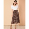 INSPIRE CHIC Women's Floral Elastic Waist Tiered Ruffle Boho Midi Skirts - 3 of 4