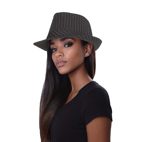 Fun World Adult Pin Stripe Fedora - Size One Size Fits Most - Black - image 1 of 1