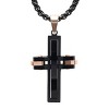 Steeltime 24" Black Ip Stainless Steel And 18k Rose Gold Plated Stainless Steel Cross Pendant - 2 of 4