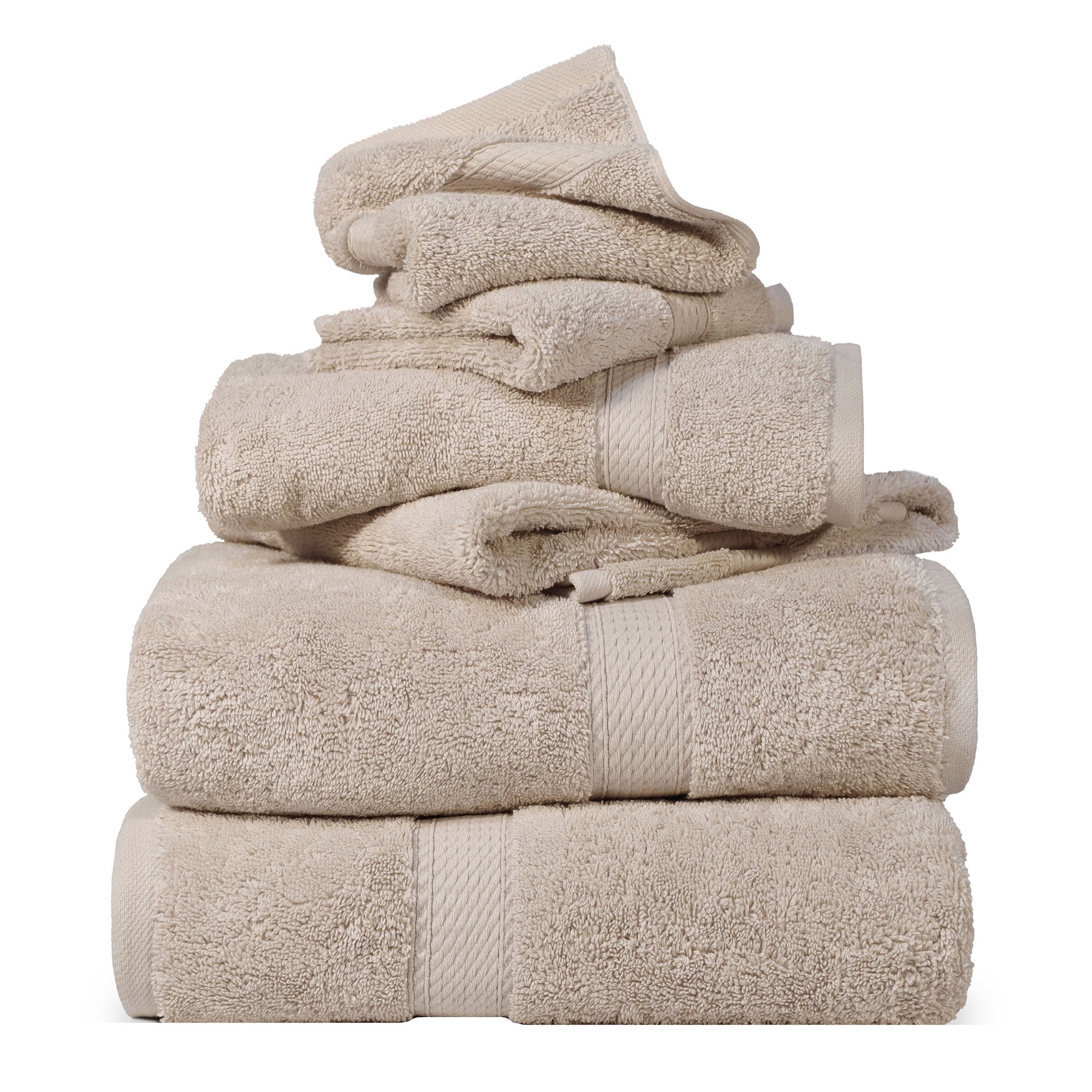 Egyptian Cotton Heavyweight Quick Dry Towel and Washcloth Set, Stone - Blue Nile Mills