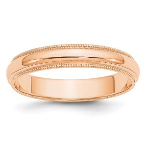 Black Bow Jewelry 4mm 10K Rose, White, or Yellow Gold Half Round Milgrain Standard Band - 1 of 3