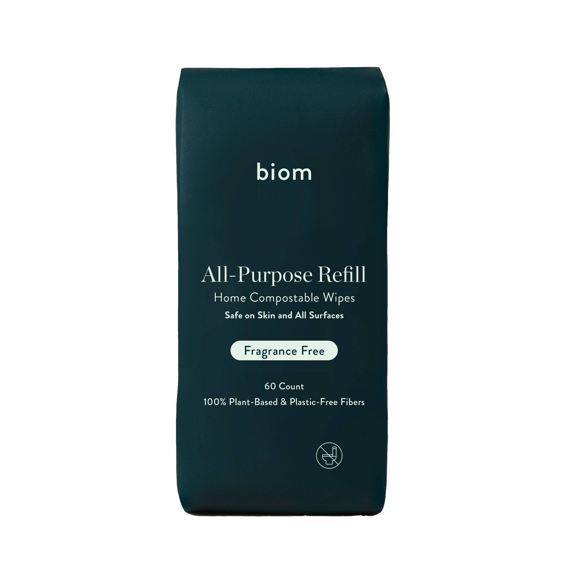 Biom Plant Based Refillable All Purpose Wipes - Fragrance Free - 60ct