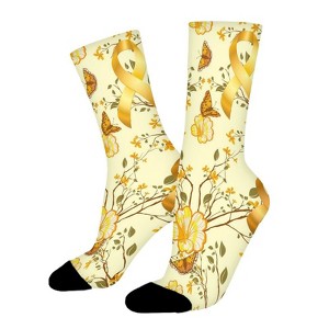 Childhood Cancer Women Printed Crew Socks Funny Funky Socks Soft Polyester Novelty Gifts for Artists Men - 1 of 1