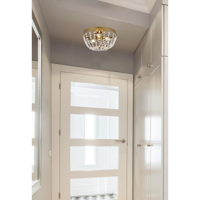 Elegant Chrome Crystal 3-Light Flush Mount with Hand Painted Finish