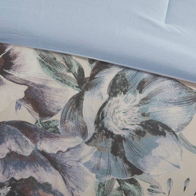 Cassandra Shabby Chic Queen Cotton Comforter Set in Soft Blue
