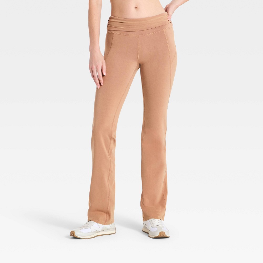 Women's Washed Jersey Mini Flare Pants - JoyLab™ Light Brown M