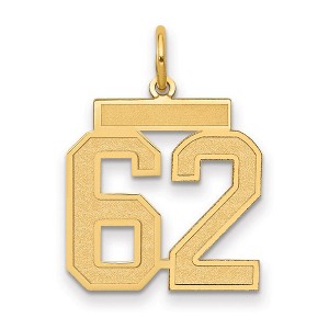 Black Bow Jewelry 14k Yellow Gold, Jersey Collection, Medium Number 62 Pendant - 1 of 3