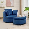 Hyleory Corduroy 360 degree swivel chair, Accent Chair with Ottoman Set, Mid Century Modern Barrel Armchair, Upholstered Club Tub Round Arms Chair - 3 of 4