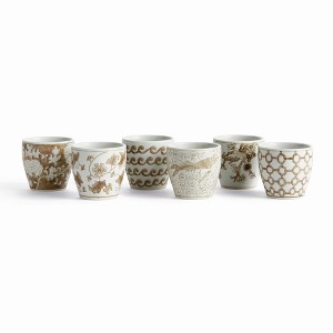 Plum & Post Brown & White Ceramic Province Mini Flower Pots, Set of 6 - 1 of 4
