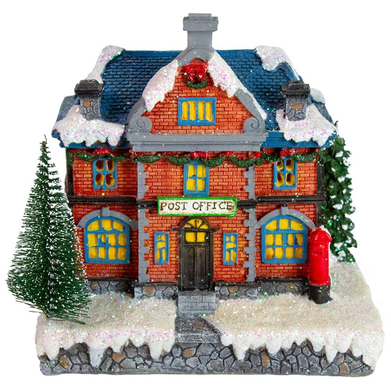 Northlight 7" Red LED Lighted Post Office Christmas Village Decoration, 1 of 6