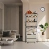 FurnitureR 4-Tier Over-The-Toilet Storage Shelf, Freestanding Bathroom Organizer with Adjustable Shelf & Basket, Space-Saving Rack Above Toilet, Brown - 4 of 4