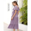 Maternity Deep V-Neck Ruffle Sleeve Dress Summer High Waist Flowy Midi Dresses for Pregnancy - 3 of 4