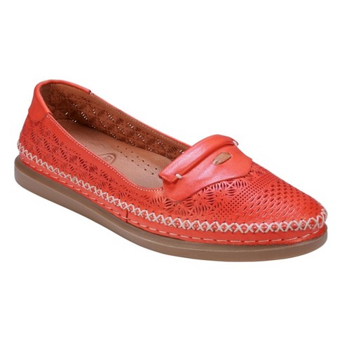 Cools 21 Ginger Red 41 Perforated Memory Foam Leather Flats