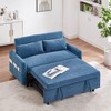 TinyHomie 55.1" Pull Out Sleep Sofa Bed Loveseats Sofa Couch with Adjsutable Backrest, Storage Pockets, 2 Soft Pillows, USB Ports - 2 of 4