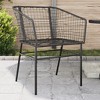 vidaXL Patio Chairs - Black Poly Rattan, Outdoor Garden Seating with Steel Frame - Set of 2 - 2 of 4
