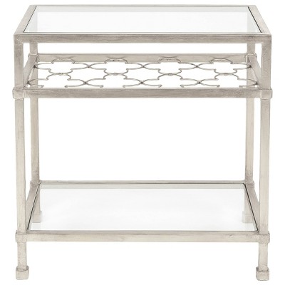 Hanzel Glass Side Table Silver Leaf - Safavieh