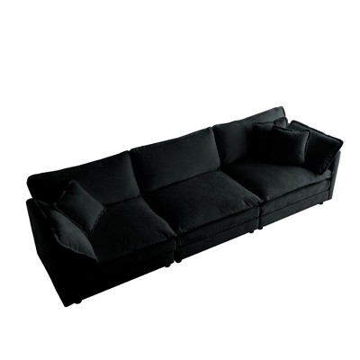 NicBex 111.5 Inch Mid-Century Chenille Couch,3-Seater Sofa with 2 Armrest Pillows and 3 Toss Pillows for Living Room,Office,Apartment