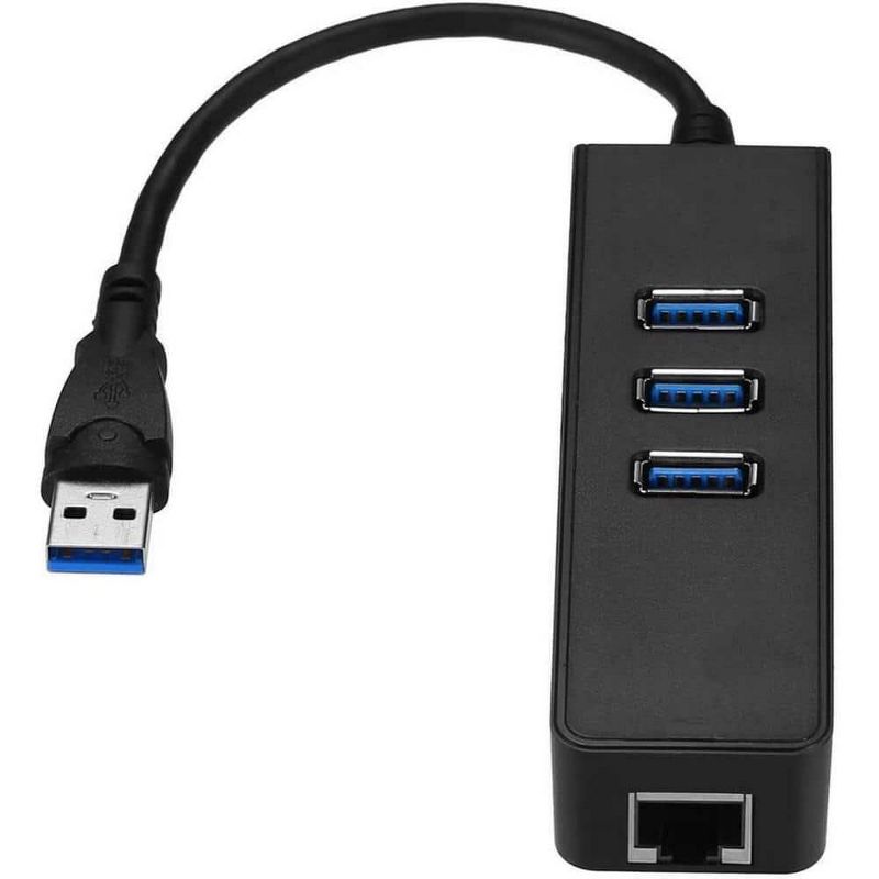 Sanoxy USB 3.0 Gigabit 1000Mbps Ethernet LAN RJ45 Network Adapter 3 Ports HUB, 1 of 7