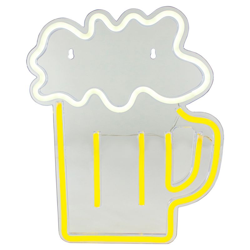 Northlight 13" Yellow and White LED Neon Style Beer Mug Wall Sign, 2 of 4