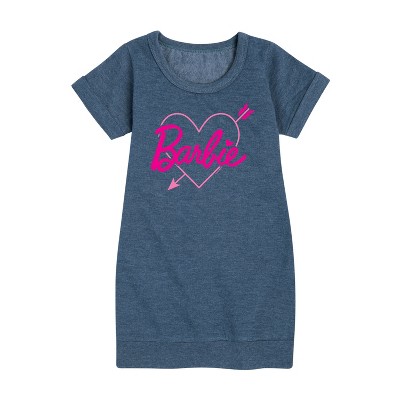 - Barbie - Arrow Heart Logo Graphic Short Sleeve Fleece Dress