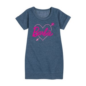 - Barbie - Arrow Heart Logo Graphic Short Sleeve Fleece Dress - 1 of 4