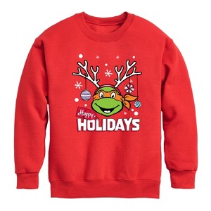 Boys' - Teenage Mutant Ninja Turtles - Happy Holidays Graphic Long Sleeve Fleece Sweatshirt - 1 of 4