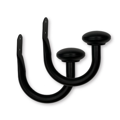Matte Black Metal Curtain Holdbacks with Modern Finial Design