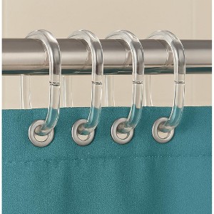 Home Mart Goods 12 Piece Clear Premium Plastic Shower Curtain Hooks Rings C-Shape 2.3" Inches - 1 of 3