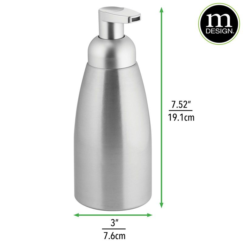 mDesign Aluminum Foaming Soap Dispenser Pump Bottle, 4 Pack - Brushed/Silver, 4 of 8