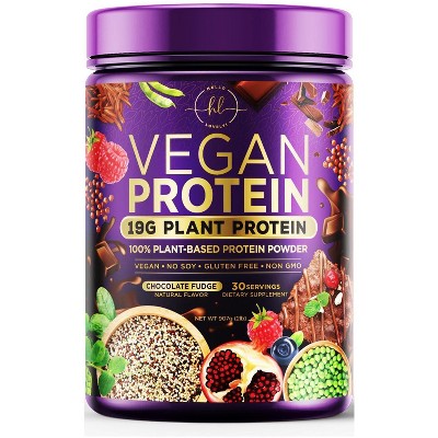 Vegan Protein Powder, Chocolate Fudge - 100% Plant Protein, 3.4g BCAAs, Premier Isolate Vegan Protien Powder, 2 Pounds (30 Servings) By Hello Lovely!