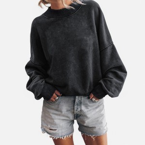 Amaryllis Women's Oversized Velour Sweatshirt Long-Sleeve Pullover Relaxed Fit Cozy Everyday Casual Lounge Top - 1 of 4