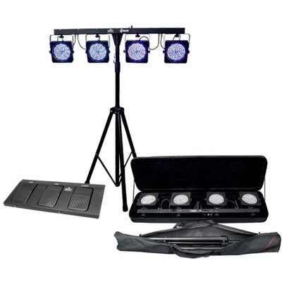 CHAUVET 4 BAR 4BAR DMX LED Stage Wash Light System w/ Case, Foot Switch & Tripod