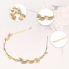 Unique Bargains Women's Alloy Metal Flower Shape Faux Pearl Headbands Gold Tone 4.72"x1.38" 4 Pcs - 4 of 4