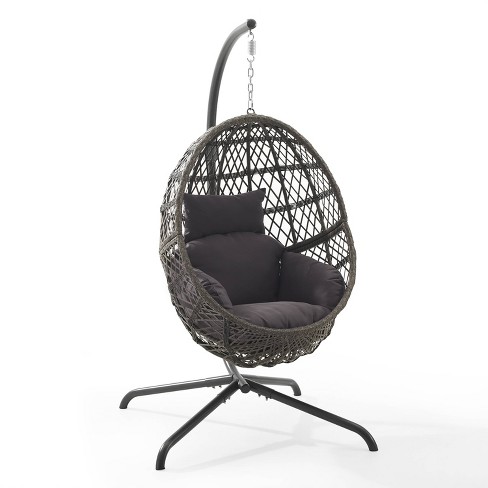 Tess Indoor Outdoor Wicker Hanging Egg Chair Stand Gray Crosley Target