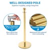 Garvee 4 Pcs Silver Stanchions Posts, Stainless Steel Stanchion with 6.6ft Red Velvet Rope, Crowd Control Barriers with Ball Top and Concrete Base - 3 of 4
