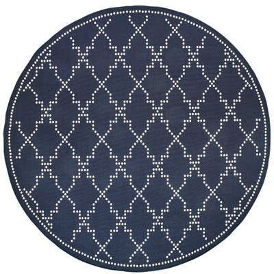 Oriental Weavers Marina 7765B Navy/ Ivory Indoor/Outdoor Area Rug - 7'10" Round