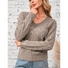 Womens V Neck Drop Shoulder Knit Pullover Long Sleeve Sweater - 2 of 4