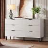 Fluted 6 Drawer Dresser, Modern Wooden Two Drawer Storage Chest with Metal Feet and Handles, Anti-tip Design, Bedroom, Living Room, Hallway - 3 of 4