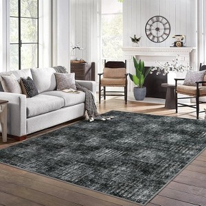 Washable Modern Abstract Plaid Rug, Low Pile Soft Non-Slip Floor Carpet for Living Room Bedroom Dining Office Nursery - 1 of 4