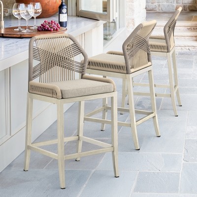 Boho Counter Height Bar Stools Set of 3, 26.5