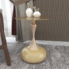 LeisureMod Savoy Series Wide Round End Table with Gold Stainless Steel Top and Pedestal Base – Modern Accent Table for Living Room, Bedroom, Office - 3 of 4