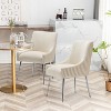 SEYNAR Modern Velvet Pleated Finish Back Dining Chair Set of 4 with Rear Handle - 4 of 4