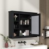 PDTEND 35" x 28" Wall-Mounted Bathroom Storage Cabinet with Mirror and 6 Open Shelves - 3 of 4